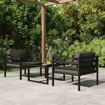 ManoMano 3-tlg. Gartenmöbel Set Sitzgruppe Essgruppe mit Kissen Aluminium Anthrazit DE37527 Angebot