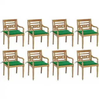 ManoMano 8er Set Batavia-Stühle mit Kissen Wohnzimmerstühle Stühle für Esszimmer Wohnzimmer & Schlafzimmer Massivholz Teak DE19905 Angebot