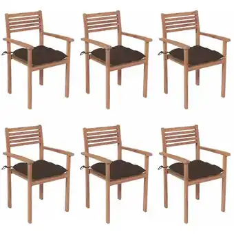 ManoMano 6 Stk. Stapelbare Gartenstühle Stapelstuhl Terrasse mit Kissen Massivholz Teak BZRBD114449 Maisonchic Angebot