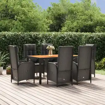 ManoMano 7-tlg. Garten-Essgruppe Gartenmöbel Set Sitzgruppe mit Kissen Schwarz Poly Rattan DE64063 Angebot