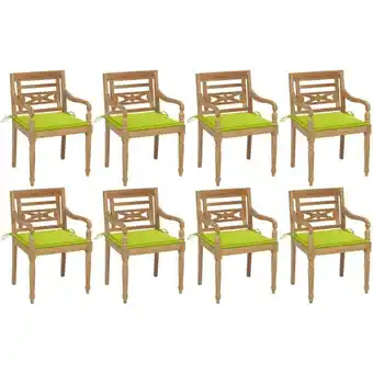 ManoMano 8er Set Batavia-Stühle mit Kissen Wohnzimmerstühle Stühle für Esszimmer Wohnzimmer & Schlafzimmer Massivholz Teak DE80018 Angebot