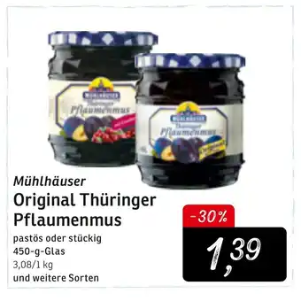 toom Baumarkt Mühlhäuser Original Thüringer Pflaumenmus 450g Angebot