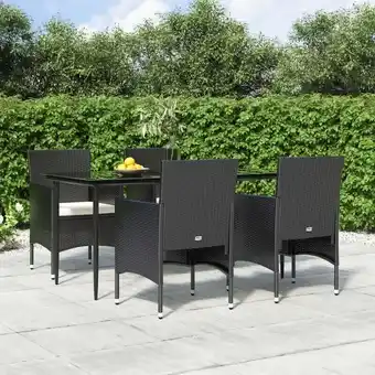 ManoMano 5-tlg. Garten-Essgruppe Gartenmöbel Set Sitzgruppe mit Kissen Schwarz DE57663 Angebot