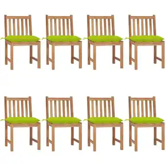 ManoMano 8er Set Gartenstühle Gartensessel Stühle für Garten Terrasse Balkon mit Kissen Massivholz Teak DE51324 Angebot