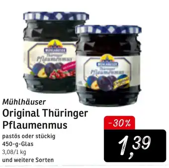 KONSUM Mühlhäuser Original Thüringer Pflaumenmus 450g Angebot