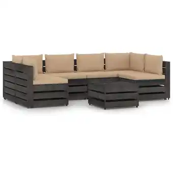 ManoMano 7-tlg. Garten-Lounge-Set, Gartenmöbel, Sitzgruppe Gartenset mit Kissen Grau Imprägniertes Holz LLOAQ576234 Maisonchic Angebot