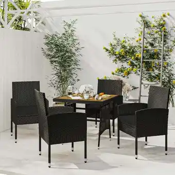 ManoMano 5-tlg. Gartenmöbel Set Sitzgruppe Garten mit Tisch und Stühlen - Poly Rattan Schwarz BV927293 Bonnevie Angebot