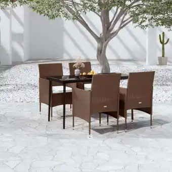 ManoMano 5-tlg. Garten-Essgruppe, Gartenmöbel, Sitzgruppe Gartenset mit Kissen Braun und Schwarz LLOAQ730980 Maisonchic Angebot