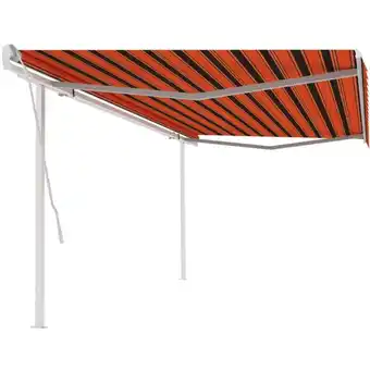 ManoMano Markise Manuell Einziehbar mit Pfosten, Gelenkarmmarkise, Einziehbare Sonnenmarkise 5x3,5 m Orange & Braun KLI47993 Maisonchi Angebot