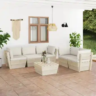 ManoMano 6-tlg. Garten-Sofagarnitur aus Paletten, Gartenmöbel-Set, Sitzgruppe Gartenset mit Kissen Fichtenholz LLOAQ392205 Maisonchic Angebot