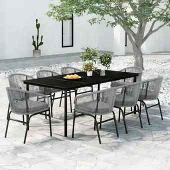 ManoMano 9-tlg. Garten-Essgruppe, Gartenmöbel, Sitzgruppe Gartenset Grau LLOAQ284144 Maisonchic Angebot