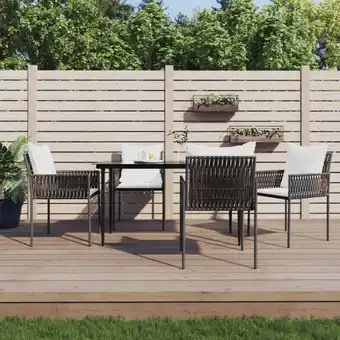 ManoMano 5-tlg. Garten-Essgruppe,Gartenmöbel Set mit Kissen Poly Rattan und Stahl vidaXL Angebot