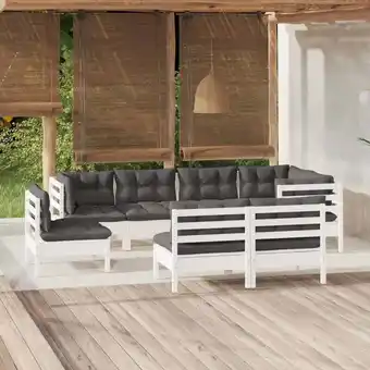 ManoMano 8-tlg. Garten-Lounge-Set mit Kissen Weiß Kiefer Massivholz vidaXL843545 Angebot