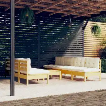 ManoMano 8-tlg. Garten-Lounge-Set,Gartenmöbel-Set mit Creme Kissen Kiefernholz vidaXL921799 Angebot