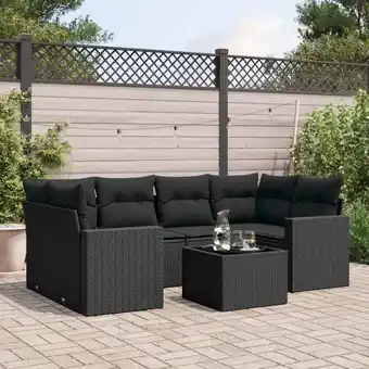 ManoMano 7-tlg. Garten-Sofagarnitur mit Kissen Schwarz Poly Rattan vidaXL130120 Angebot