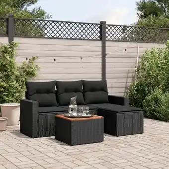 ManoMano 5-tlg. Garten-Sofagarnitur mit Kissen Schwarz Poly Rattan vidaXL887334 Angebot