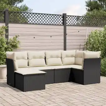 ManoMano 6-tlg. Garten-Sofagarnitur mit Kissen Schwarz Poly Rattan vidaXL11387 Angebot