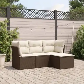 ManoMano 4-tlg. Garten-Sofagarnitur mit Kissen Braun Poly Rattan vidaXL40541 Angebot