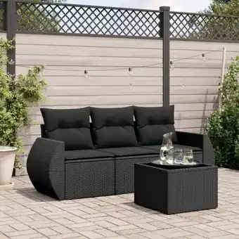 ManoMano 4-tlg. Garten-Sofagarnitur mit Kissen Schwarz Poly Rattan vidaXL746284 Angebot