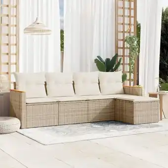 ManoMano 5-tlg. Garten-Sofagarnitur mit Kissen Beige Poly Rattan vidaXL42491 Angebot