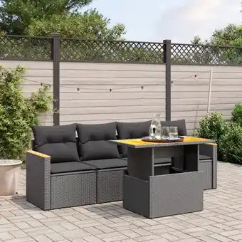 ManoMano 5-tlg. Garten-Sofagarnitur mit Kissen Schwarz Poly Rattan vidaXL83332 Angebot