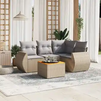 ManoMano 5-tlg. Garten-Sofagarnitur mit Kissen Beige Poly Rattan vidaXL50046 Angebot