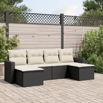 ManoMano 6-tlg. Garten-Sofagarnitur mit Kissen Schwarz Poly Rattan vidaXL604351 Angebot