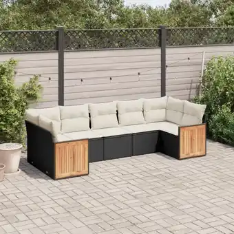 ManoMano 7-tlg. Garten-Sofagarnitur mit Kissen Schwarz Poly Rattan vidaXL76392 Angebot