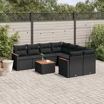 ManoMano 9-tlg. Garten-Sofagarnitur mit Kissen Schwarz Poly Rattan vidaXL77787 Angebot