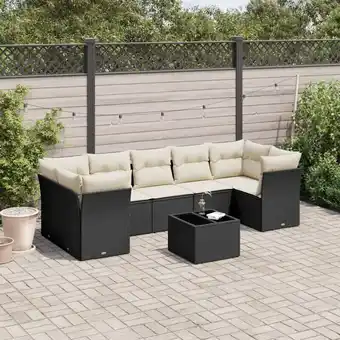 ManoMano 8-tlg. Garten-Sofagarnitur mit Kissen Schwarz Poly Rattan vidaXL947381 Angebot