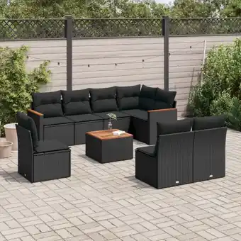 ManoMano 9-tlg. Garten-Sofagarnitur mit Kissen Schwarz Poly Rattan vidaXL38202 Angebot