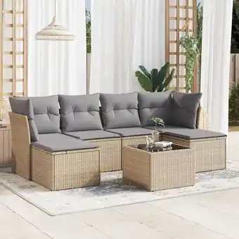 ManoMano 7-tlg. Garten-Sofagarnitur mit Kissen Beige Poly Rattan vidaXL308116 Angebot