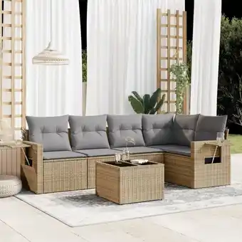 ManoMano 6-tlg. Garten-Sofagarnitur mit Kissen Beige Poly Rattan vidaXL56898 Angebot