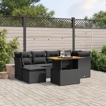 ManoMano 7-tlg. Garten-Sofagarnitur mit Kissen Schwarz Poly Rattan vidaXL25036 Angebot