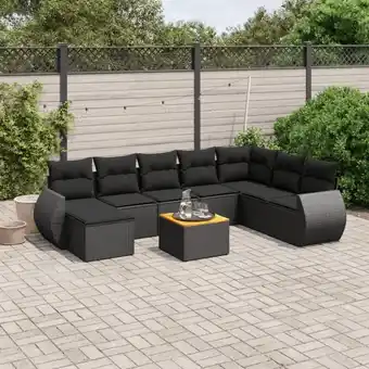 ManoMano 9-tlg. Garten-Sofagarnitur mit Kissen Schwarz Poly Rattan vidaXL78484 Angebot