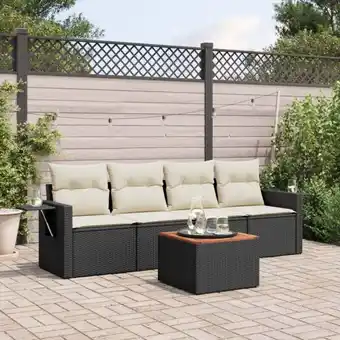 ManoMano 5-tlg. Garten-Sofagarnitur mit Kissen Schwarz Poly Rattan vidaXL53240 Angebot