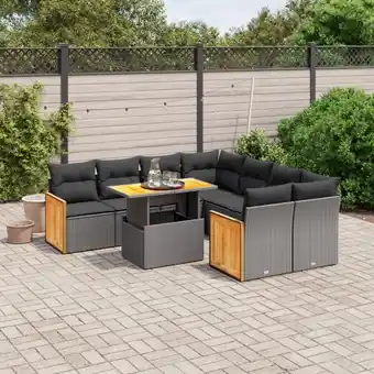 ManoMano 9-tlg. Garten-Sofagarnitur mit Kissen Schwarz Poly Rattan vidaXL17096 Angebot