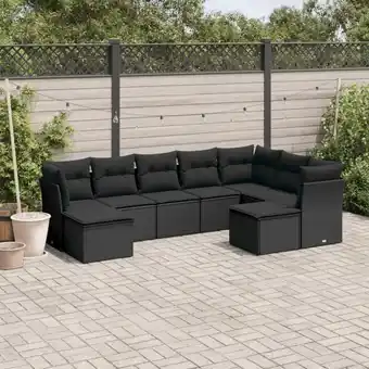 ManoMano 9-tlg. Garten-Sofagarnitur mit Kissen Schwarz Poly Rattan vidaXL795792 Angebot