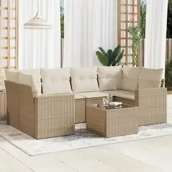 ManoMano 7-tlg. Garten-Sofagarnitur mit Kissen Beige Poly Rattan vidaXL823167 Angebot