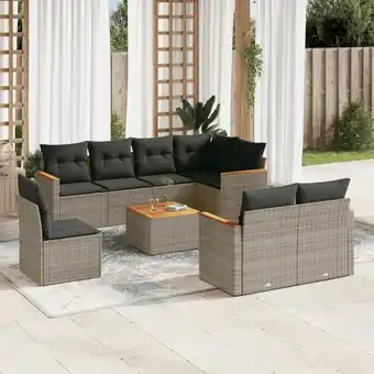 ManoMano 9-tlg. Garten-Sofagarnitur mit Kissen Grau Poly Rattan vidaXL31150 Angebot