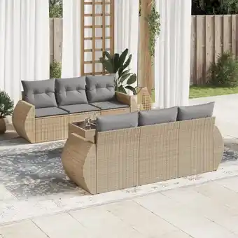 ManoMano 7-tlg. Garten-Sofagarnitur mit Kissen Beige Poly Rattan vidaXL384905 Angebot