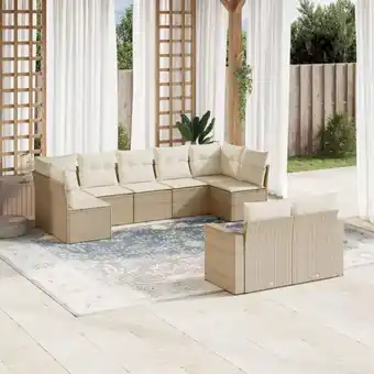 ManoMano 9-tlg. Garten-Sofagarnitur mit Kissen Beige Poly Rattan vidaXL67089 Angebot