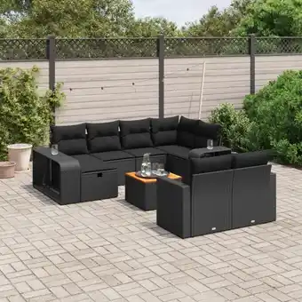 ManoMano 11-tlg. Garten-Sofagarnitur mit Kissen Schwarz Poly Rattan vidaXL74153 Angebot