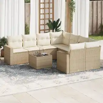 ManoMano 9-tlg. Garten-Sofagarnitur mit Kissen Beige Poly Rattan vidaXL322623 Angebot