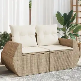 ManoMano Gartensofa mit Kissen 2-Sitzer Beige Poly Rattan vidaXL472625 Angebot