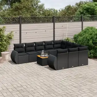 ManoMano 11-tlg. Garten-Sofagarnitur mit Kissen Schwarz Poly Rattan vidaXL13820 Angebot