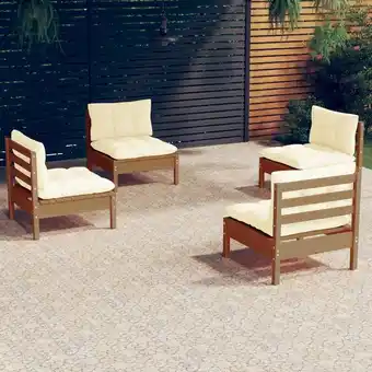 ManoMano 4-tlg. Garten-Lounge-Set mit Creme Kissen Kiefernholz vidaXL433783 Angebot