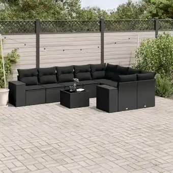 ManoMano 10-tlg. Garten-Sofagarnitur mit Kissen Schwarz Poly Rattan vidaXL79981 Angebot