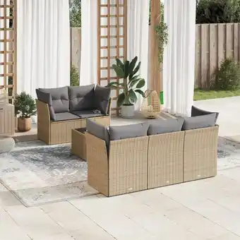 ManoMano 6-tlg. Garten-Sofagarnitur mit Kissen Beige Poly Rattan vidaXL652048 Angebot