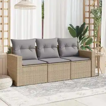 ManoMano 3-tlg. Garten-Sofagarnitur mit Kissen Beige Poly Rattan vidaXL315168 Angebot